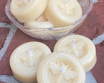 White Tealights Candles, Beeswax Tea Lights, Bee Floating Tea Light Candles, Natural Votive Candle, Wedding Ivory Tea Lights