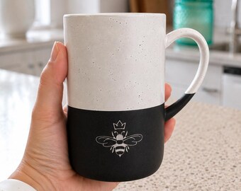 Stoneware Bee Lover Coffee Mug, Queen Bee Gift, Honey Bee Gift, Beekeeper Mug, Honeybee Kitchen Decor