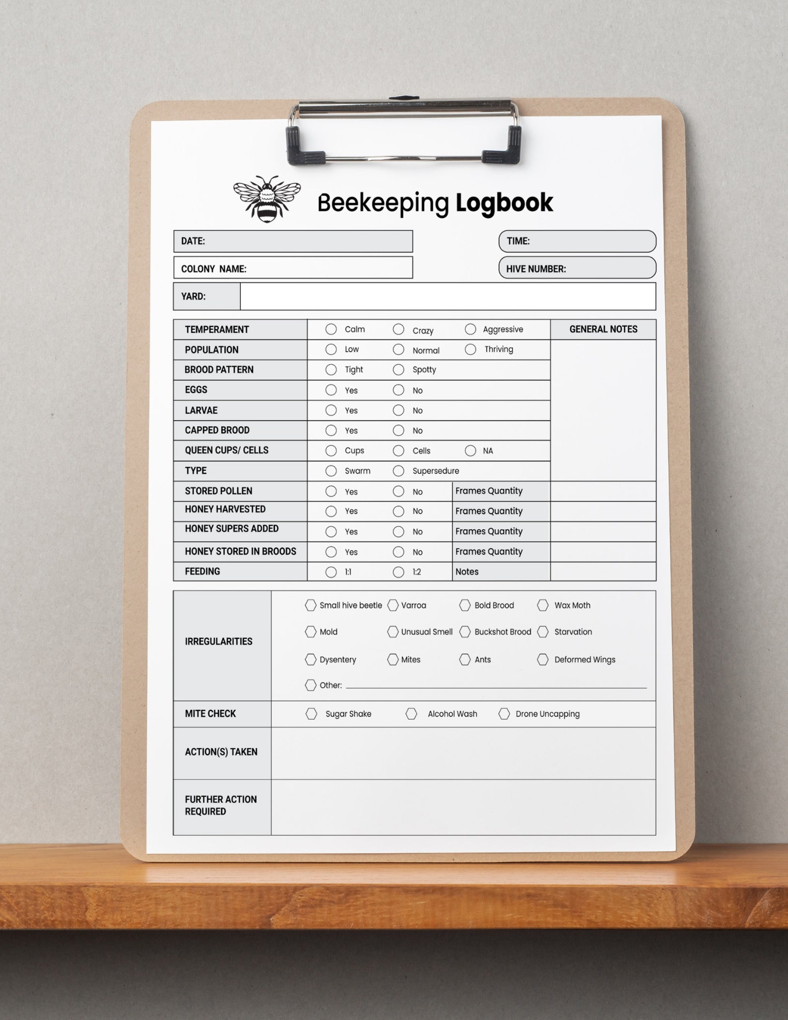 Beehive Inspection Log | Beekeeper Log Book | Hive Inspection Journal ...