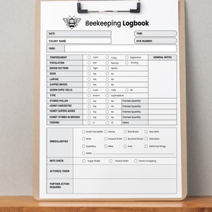 Beehive Inspection Log | Beekeeper Log Book | Hive Inspection Journal ...