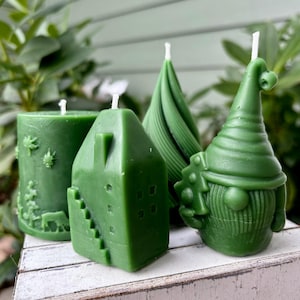 Natural Beeswax Candles, Raw Beeswax Novelty Candles, Pure Bees Wax Organic Candles, Cool Christmas Green Candles