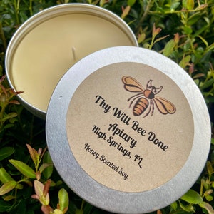 Soy Honey Scented Tin Candles, Favor Candles, Aromatherapy Travel Soy Candle