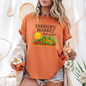 Camiseta do Mercado de Agricultores, Apoie os Agricultores Locais, Camiseta do Mercado de Agricultores, Camiseta para Pequenas Empresas