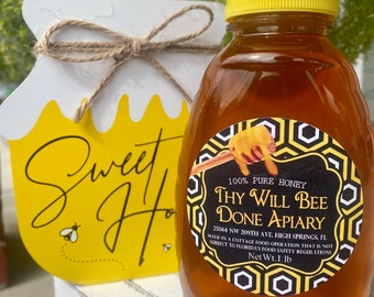 Raw Honey, Local Florida Honey, Sarasota Florida Wildflower 1lb Raw Honey, All Natural Pure Honey