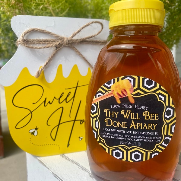 Raw Honey, Local Florida Honey, Sarasota Florida Wildflower 1lb Raw Honey, All Natural Pure Honey