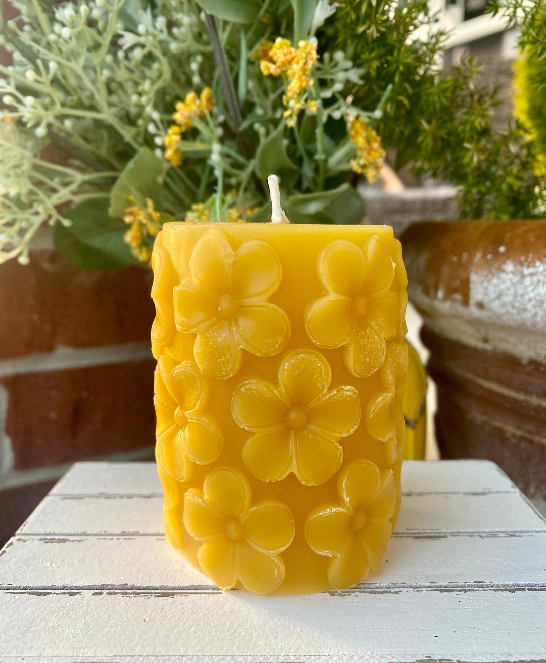 Beeswax Candle Organic All Natural Candle Botanical Candle Etsy