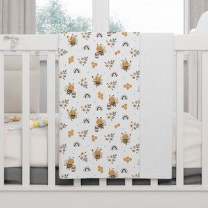 Biene Babydecke, Honigbiene Krippenbettwäsche, Bienenkindergarten, Biene-Babypartygeschenkset, Hummel-Decke, neues Baby-Geschenkset