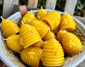 Beeswax Beehive Candle, Natural Votives, Bee Party Favor, Bee Shower and Bee Day Favors, Honey Bee Event