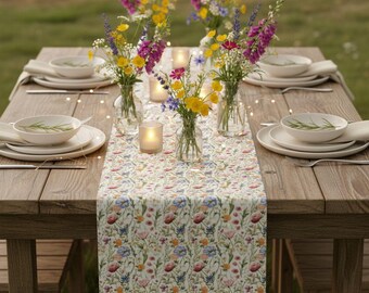 Wildflower Table Runner | Baby in Bloom Shower Table Decor | Spring Floral Table Runner | Boho Baby Shower Decor | Wildflower Party