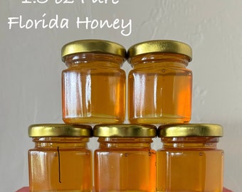 Mini Honey Jar Favors | 1.5 oz Raw Florida Honey | Wedding Favors, Baby Shower Favors, Party Favors, Guest Gifts
