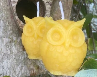 Woodland Owl Beeswax Nature Candle, Owl Themed Shower Favor, Natural Honey Scented, Cottage Candle