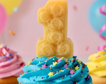 First Birthday Food Safe Candle, Number One Candle, 1st Bee Day, Non-Toxic Cake Candle