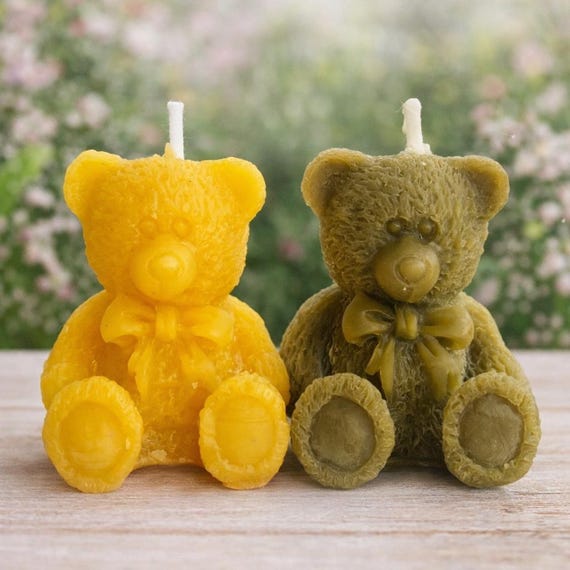 Teddy Bear Candle, Bear Party Favor, Beary Ready for Baby, Bearly Wait Shower Favor, Bear Cake Topper, Honey Bear Favor
