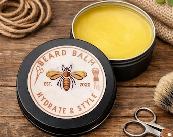 Beard Wax, Beard Oil, Men's Facial Hair Balm Conditioner, Beeswax Beard Moisturizer, Men Grooming Cream, Gift for Husband, Dad Gift