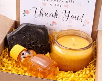 Thank You Bee Gift Box, Honey Candle Soap Gift Set, Bee Lover Appreciation Gift