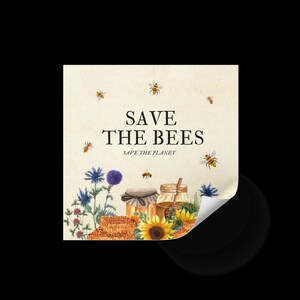 Save the Bees Sticker, Honey Bee Theme, Vinyl Cute Bee Sticker, Save the Planet Earth Sticker, Bumblebee Sticker
