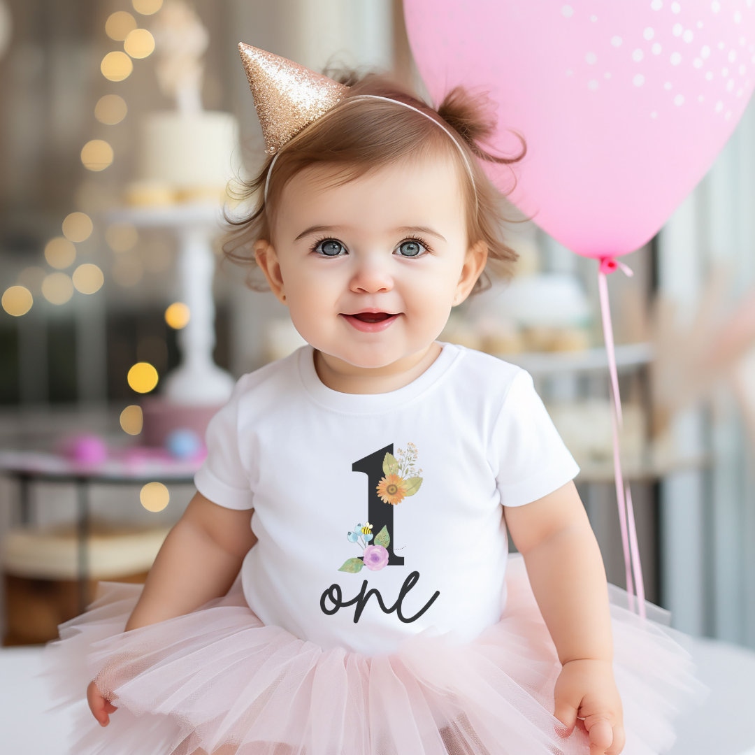 Floral First Birthday Girl Outfit, Wildflower Little Girl 1st Birthday — free download