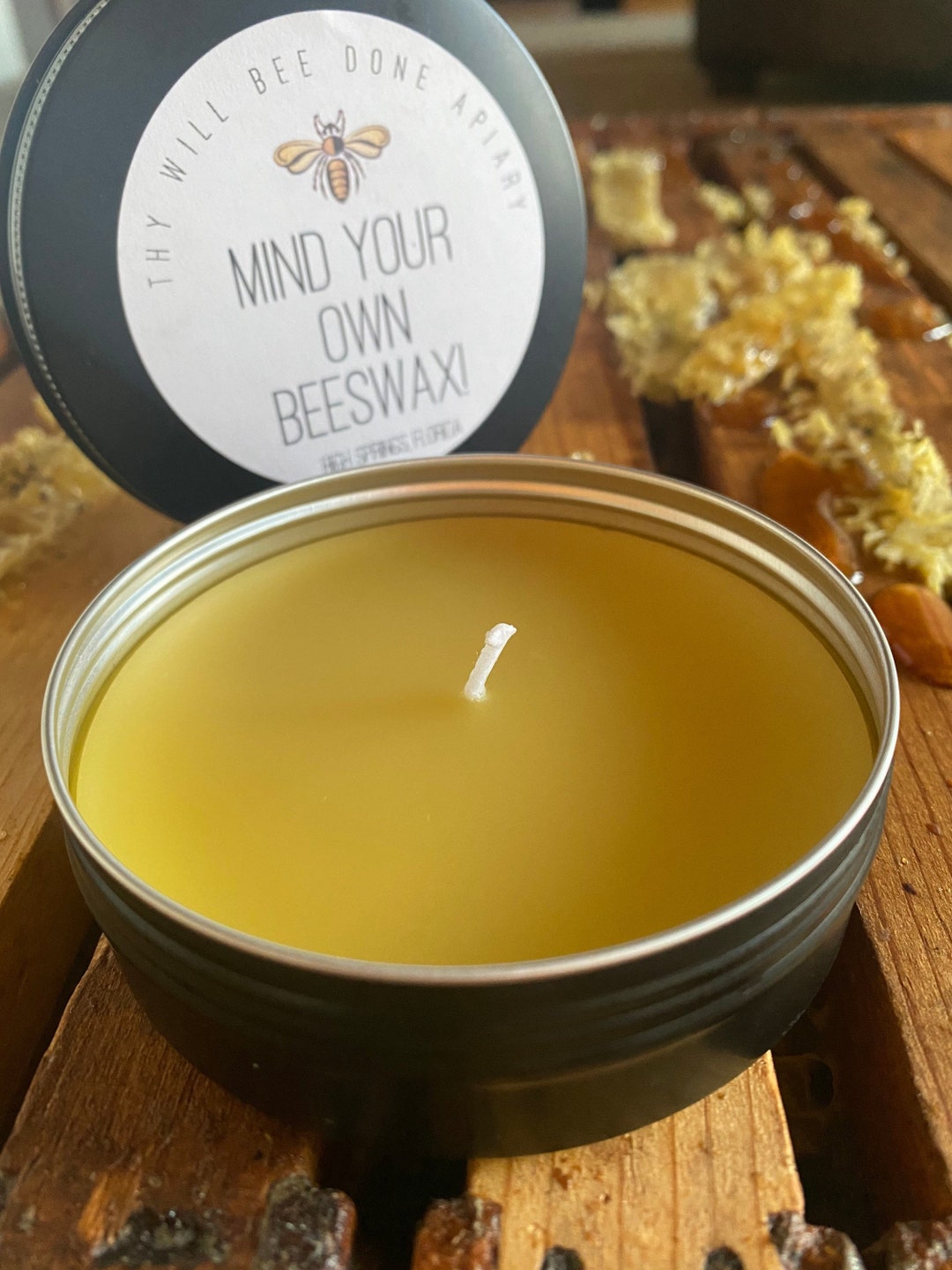 Mind Your Own Beeswax Candle, Pure Beeswax Travel Candle, Non Toxic