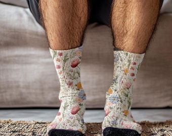 Wildflower Socks, Wildflower Neck Tie, Groom Floral Suit Set, Groomsmen Outfit, Botanical Garden Party, Garden Wedding Bridal Party Gifts