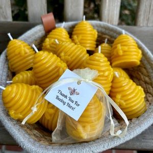 Beehive Candle Favor, Bee Party Favor, Beeswax Candle for Bumble Bee Party, Personalized Thank You for Beeing Here Favor, Meant to Bee