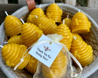 Beehive Candle Favor, Bee Party Favor, Beeswax Candle for Bumble Bee Party, Personalized Thank You for Beeing Here Favor, Meant to Bee