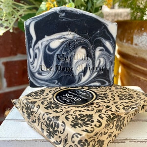 Handmade Soap Bar, All Natural Lemon Ginger Honey Charcoal Swirl Soap, Organic Skincare, Guest Soap With Honey, Handmade Soap Scented
