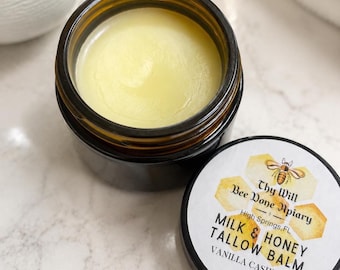 Tallow Balm Body Lotion, Honey Beeswax Cream, Natural Moisturizer