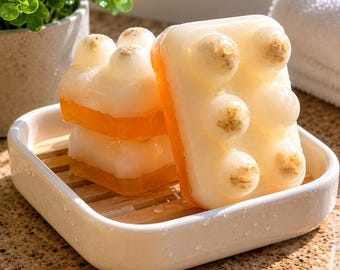 Oatmeal Honey Exfoliating Soap | Goat Milk Body Scrub Soap | Natural Bee Soap Gift | Scrub Bar