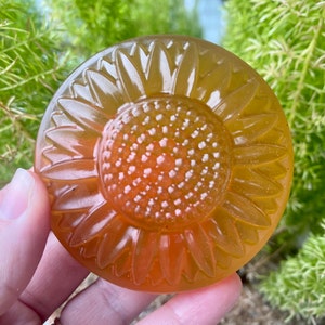 Sunflower Soap, Honey Apricot Glycerin Soap, Sunflower Gift for Her, Sunflower Theme Bath or Kitchen, Sunflower Candle