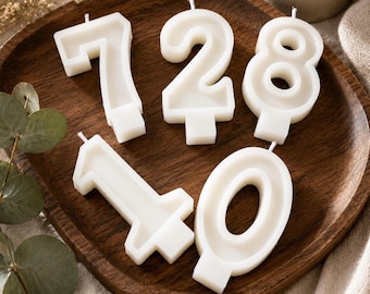 Ivory Beeswax Birthday Candles, Natural Number Candles, Beeswax Cake Topper, First Bee Day Party