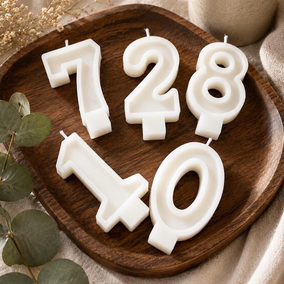 Ivory Beeswax Birthday Candles, Natural Number Candles, Beeswax Cake Topper, First Bee Day Party