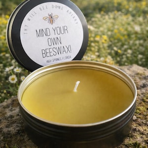 Mind Your Own Beeswax Candle, Pure Beeswax Travel Candle, Non Toxic Candle with Matchbox image 1