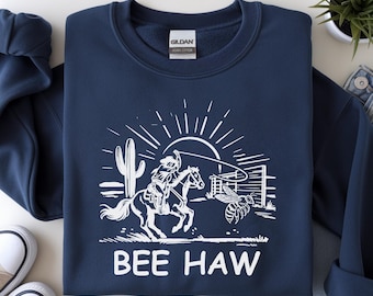Funny Honeybee Sweatshirt, Beehaw Beekeeper Shirt, Retro Bee Lover Hoodie, Honeybee Humor Tee, Bee Wrangler Shirt