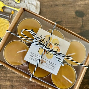 Beeswax Tealights Pack, Natural Unscented Tea Light Candles, Bulk Tea Lights, Clean Burn Organic Candles