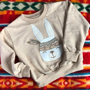 Peruvian GOTS Native Organic Cotton Brushed Fleece Sweatshirt and Sweatpants Set Gender Neutral Pakucho undyed Natural Color Bunny Applique