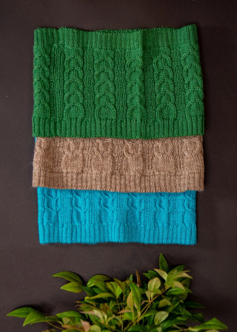 Baby Alpaca Wool Knit Snood Cowl Green Infinity Scarf Natural Fiber for Toddlers image 2