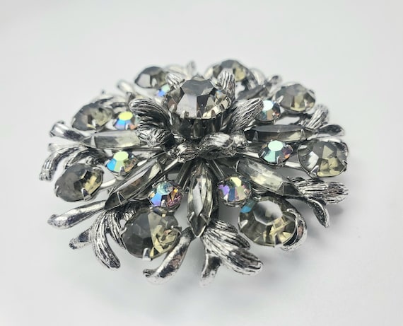 Vintage Selini Tiered Rhinestone & A.B Brooch and… - image 7