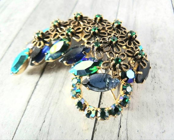 Vintage JULIANA Blue Aurora Borealis Brooch - 196… - image 2