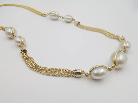 Vintage Simulated Pearl Statement Necklace – Faux… - image 4