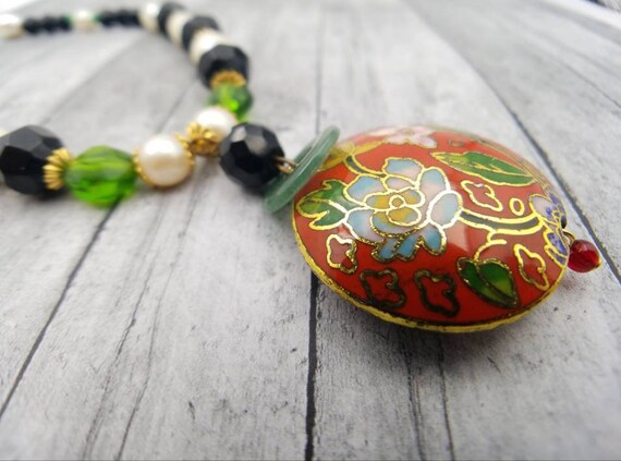 Vintage SARAH COVENTRY Red Enamel Flower Necklace… - image 5