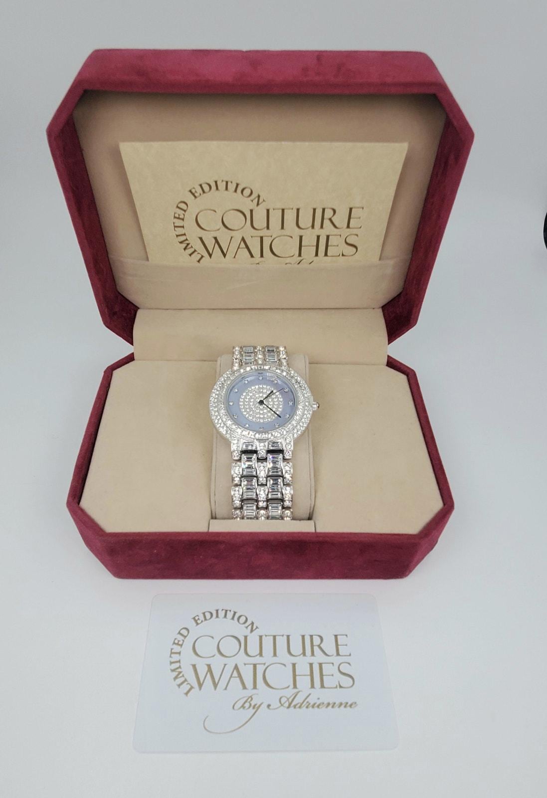 NIB ADRIENNE COUTURE COLLECTION LIMITED #0808/5000 WATCH Swiss- New Battery Adrienne Limited Edition Watch & Bracelet /couture Pave  main image 3