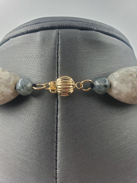 Handmade Macramé Necklace - ocean jasper stone with wooden beed main image 1