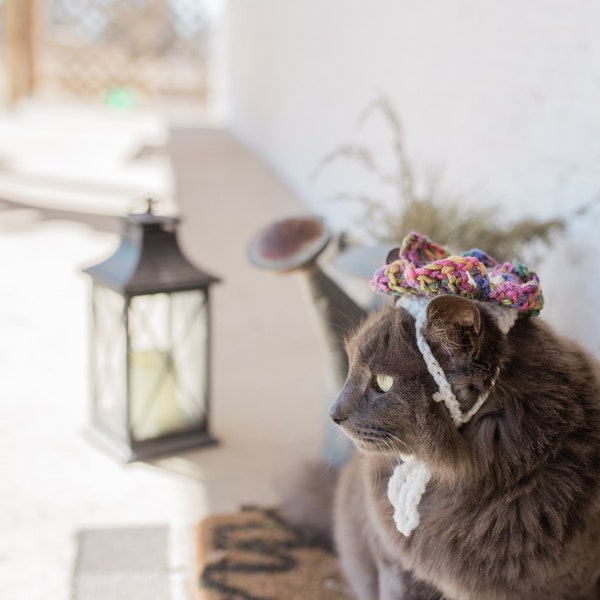 Crochet Cat Hat, Flower (Read Desc)