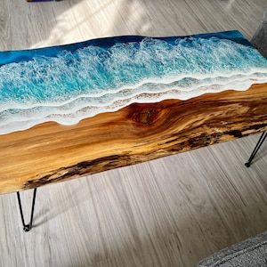 PRE ORDER Live Edge Ocean Resin Coffee Table