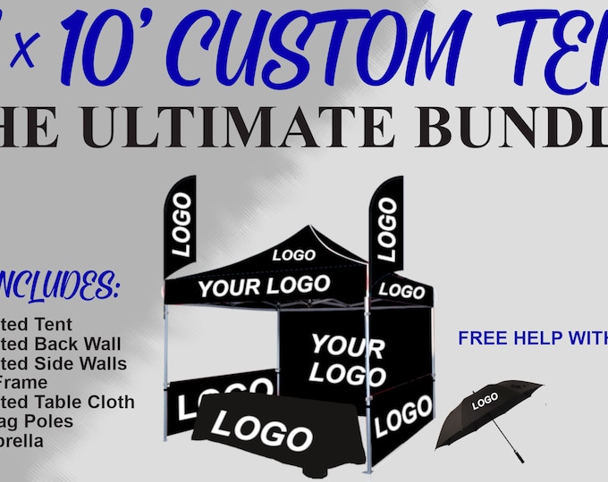 Custom Printed 10x10 Pop Up Tent Canopy 10x10 Pop Up Shop Tent Custom Canopy State Market Fair Bundle Combination Logo