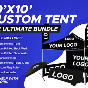 Custom Printed 10x10 Pop Up Tent Canopy 10x10 Pop Up Shop Tent Custom Canopy State Market Fair Bundle Combination Logo