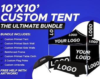 Custom Printed 10x10 Pop Up Tent Canopy 10x10 Pop Up Shop Tent Custom Canopy State Market Fair Bundle Combination Logo