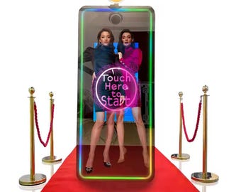 Magic Mirror Photo Booth 65 inch – Flight Case, Touchscreen Mirror, Optional Canon Printer & DSLR Camera Wedding Booth