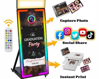 65″ Magic Mirror Photo Booth 65 inch Touch Screen For Weddings custom Photo Printer Canon Camera 3 Year WARRANTY INCLUDED