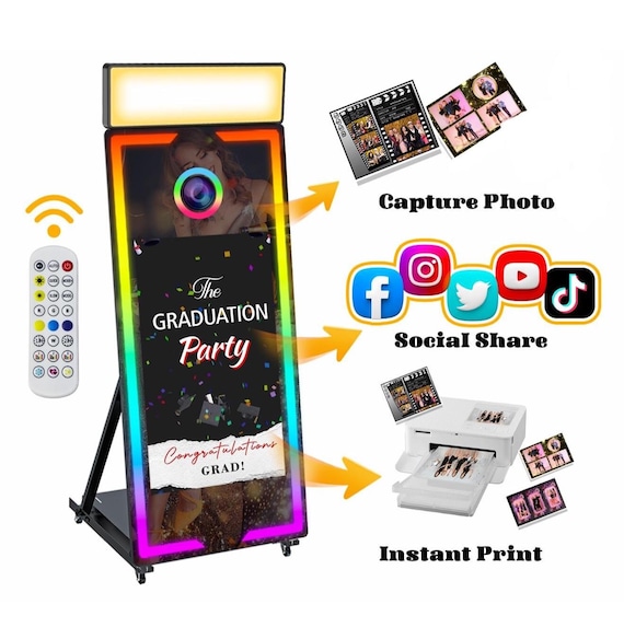 65″ Magic Mirror Photo Booth 65 inch Touch Screen For Weddings custom Photo Printer Canon Camera 3 Year WARRANTY INCLUDED